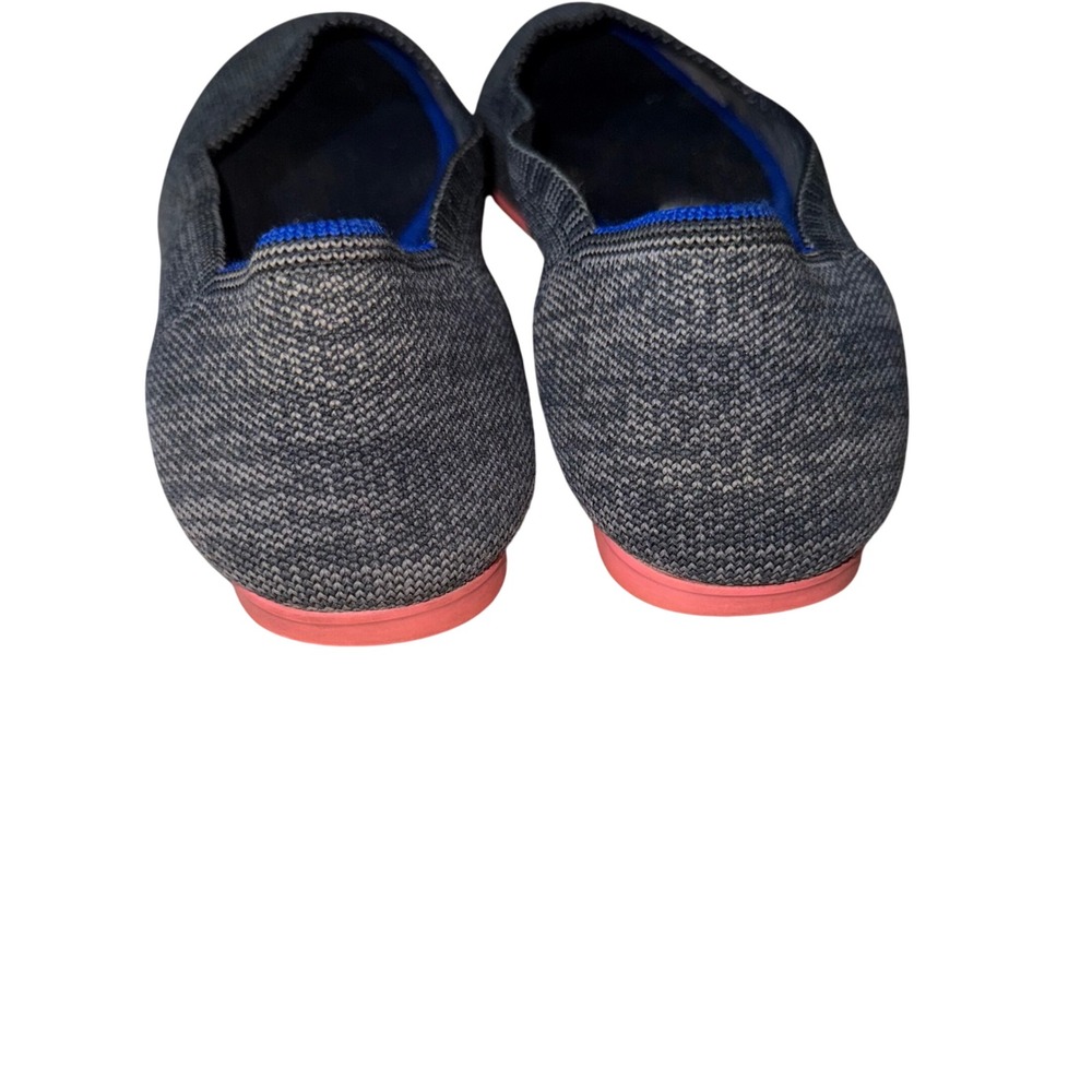 Rothy's Birdseye Ballet Flats 8.5 Knit Charcoal Coral Size Comfy Casual Slip On - Picture 4 of 5